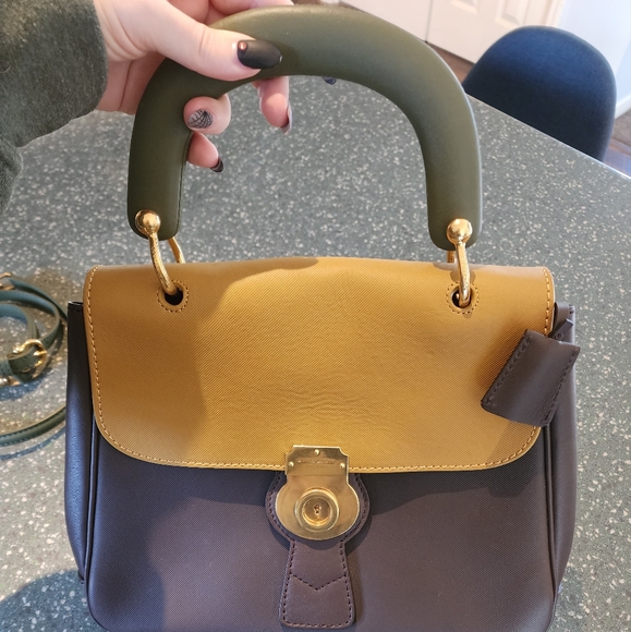Burberry Handbags - BURBERRY Leather Handle Tote Bag | Brown. Mustard & Olive NWT